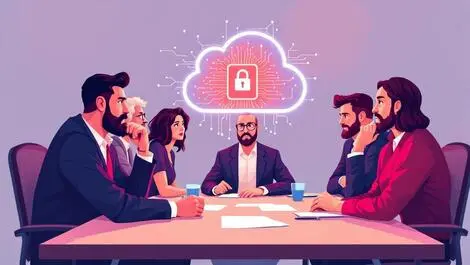 Business executives discussing ai security concerns cloud chip