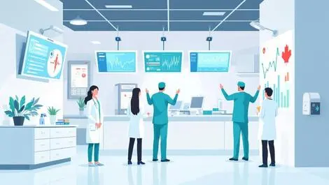 Canadian hospital medical professionals digital screens healthcare tech