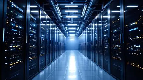 Modern data center interior us server racks cabinets it infrastructure