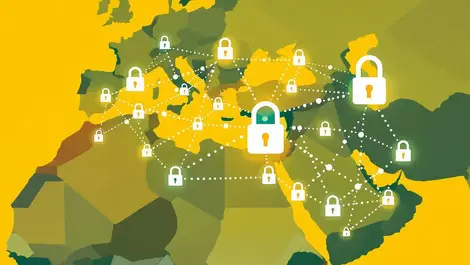Interconnected padlocks digital security network europe middle east africa