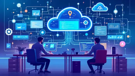 Software engineers collaborating cloud infrastructure ai monitoring automation