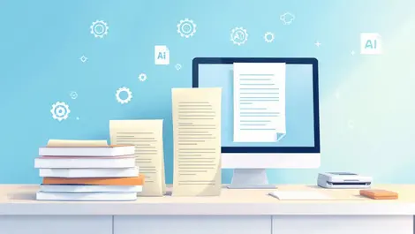 Stack paper documents transforming to digital files ai driven processing