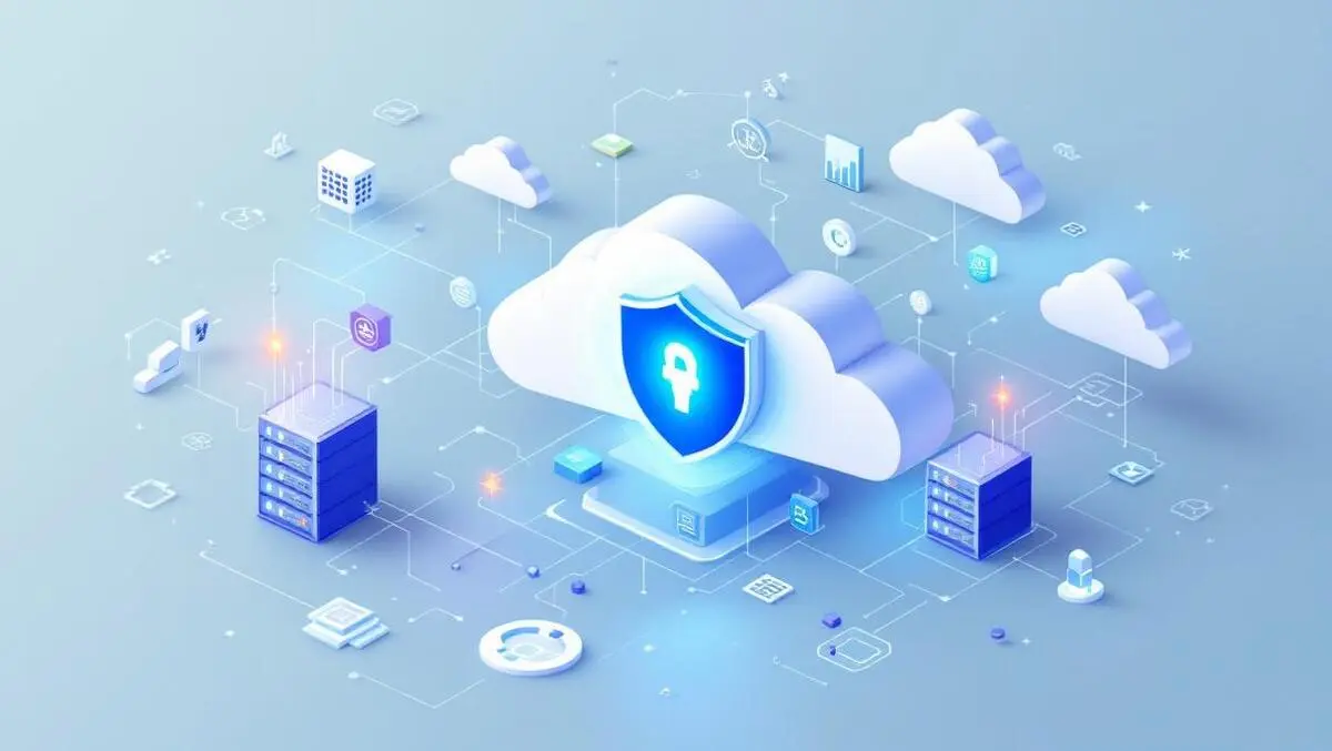 Secure data servers digital cloud icons ai encryption data protection analytics