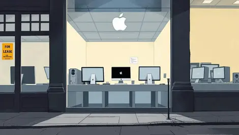 Closed electronics store apple computers for lease sydney city scene business collapse
