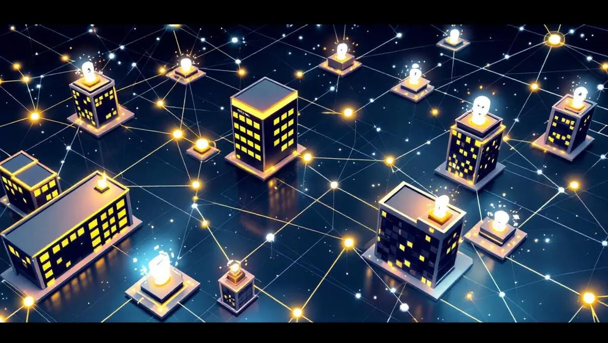 Uk office buildings connected by digital neural network ai integration
