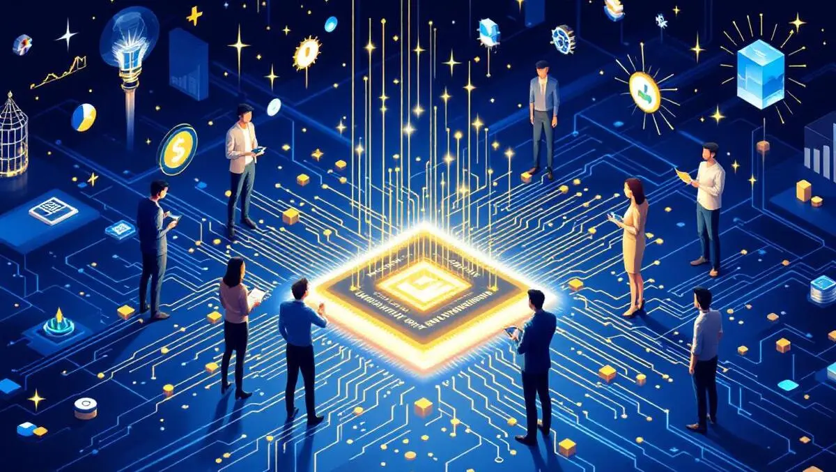 Students business professionals quantum computer chip finance energy measurement modern academic