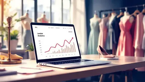 Laptop analytics graph london fashion office modern marketing scene