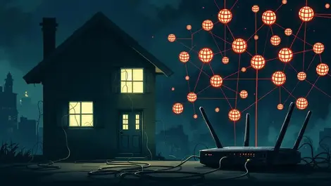 Moody smart home night wifi router dark web online fraud net