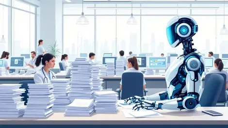 Ai robot streamlining hospital admin paperwork and records office