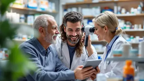 Modern uk pharmacy consultation pharmacist digital ear exam nhs