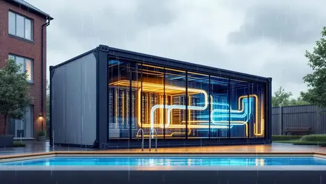 Modular datacenter manchester heat reuse swimming pool overcast uk