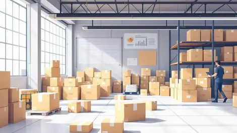 Ai returns fraud dashboard in warehouse with packages
